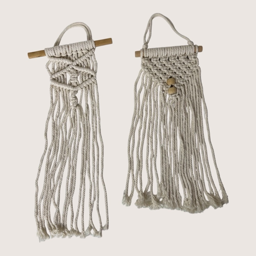 Macrame Boho Wall Decor Hangings Vintage 1970'S Set of 2